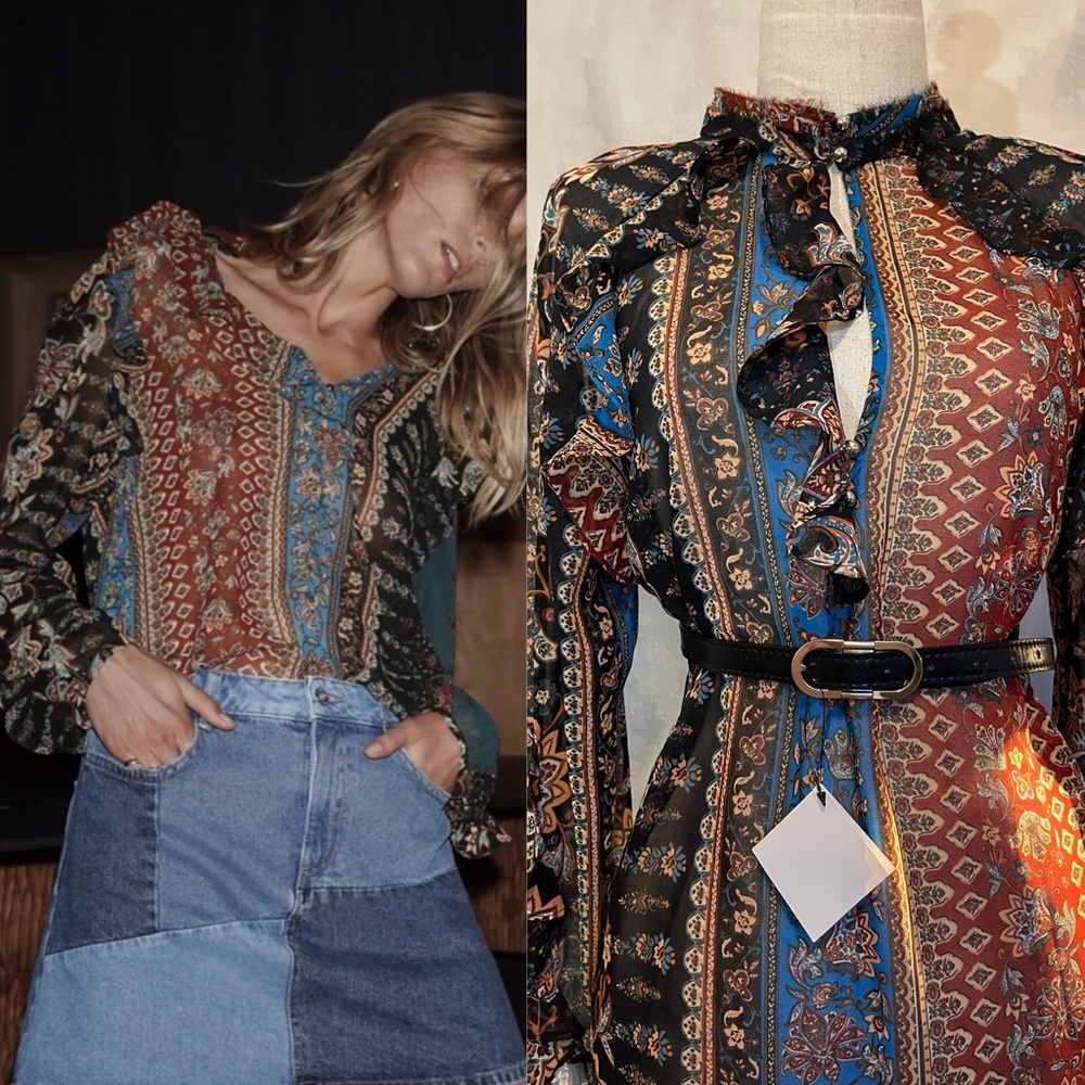 💫 Zara Boho Print Blouse 💫